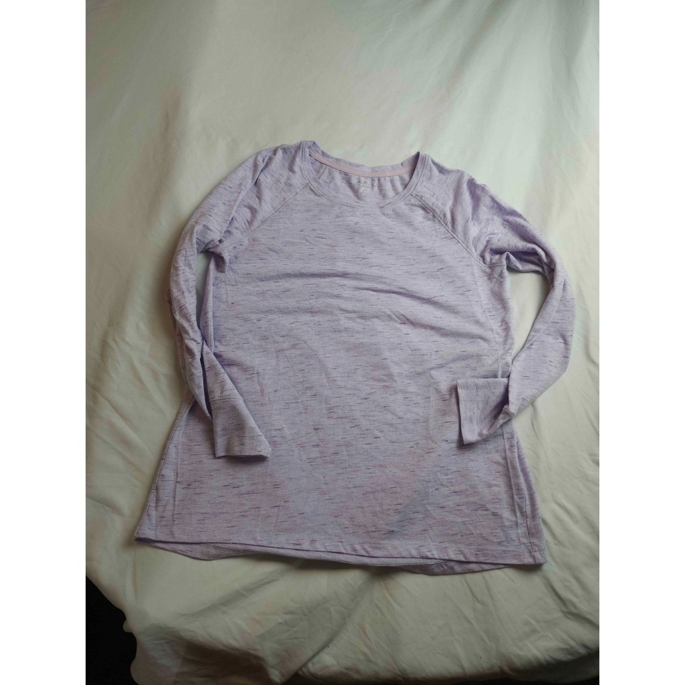 Jockey Shirt Womens Medium Purple Space Dye Raglan Long Sleeve Activewear Top